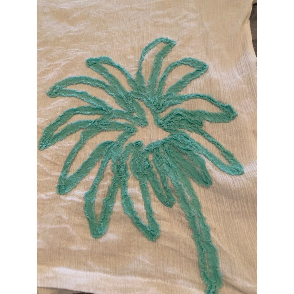 Sun Bay Cotton Top White Crinkle 3/4 Sleeve Tunic Chenille Palm Size P XL - Picture 12 of 12